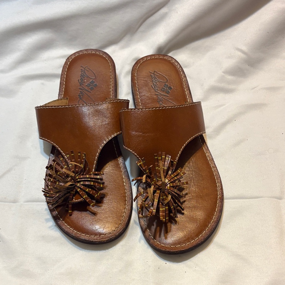 Patricia Nash Brown Leather Slide Sandals